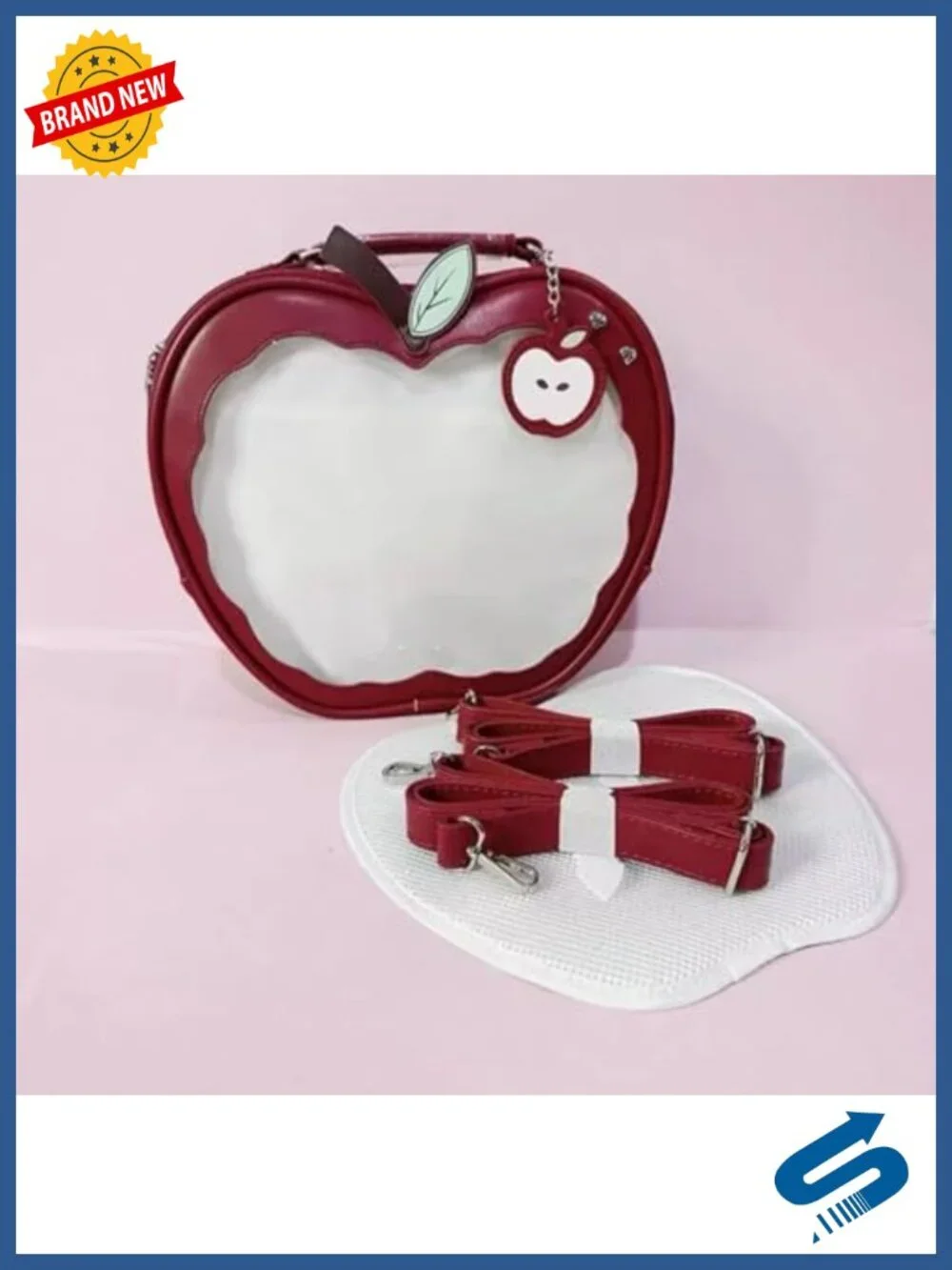 Apple-Shaped Ita Backpack for DIY Badge Pin Display